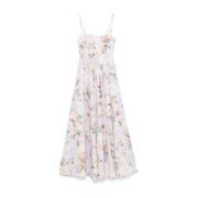 Bloemenprint Linnen Jurk Zimmermann , Multicolor , Dames