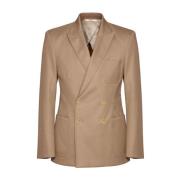 Donker Beige Blazer met Gouden Knopen Valentino , Beige , Heren