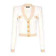 Gouden Rand Knoopvest Beige Balmain , Beige , Dames