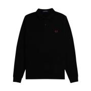 Lange Mouw Tennis Polo Shirt Fred Perry , Black , Heren