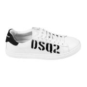 Logo Print Lage Top Leren Sneakers Dsquared2 , White , Heren