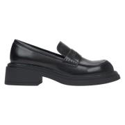 Zwarte Penny Loafers voor dames met vierkante hak Estro , Black , Dame...