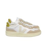 Witte Leren Sneakers met Geel Logo Veja , White , Heren