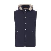 Blauwe wollen gewatteerde jas Brunello Cucinelli , Blue , Heren