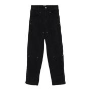 Corduroy High-Rise Broek Zwart Isabel Marant , Black , Heren