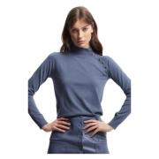 Polo Hals Jumper met knoopdetails Kocca , Blue , Dames