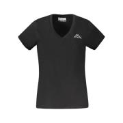 Zwarte Katoenen Tops T-Shirt Kappa , Black , Dames