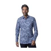 Blauwe blouse met bloemmotieven Karl Lagerfeld , Blue , Heren