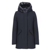 Blauwe Parka met Logohood Woolrich , Blue , Dames