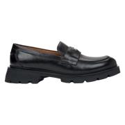 Zwarte loafers voor dames gemaakt van echt leer Estro , Black , Dames