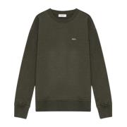 Donkergroene Sweatshirt met Borstlogo Borduursel Nn07 , Green , Heren