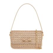 Kristal Mesh Strik Tas Self Portrait , Beige , Dames