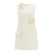 Satijnen Mini Jurk met 3D Bloemen Self Portrait , White , Dames