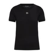 T-shirt met glinsterend logo Dolce & Gabbana , Black , Dames