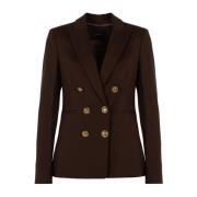 Navy Blazer Klassieke Stijl Elegant Geknoopt Pinko , Brown , Dames