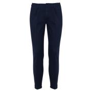 Blauwe Katoenen Gabardine Slim Fit Broek Fay , Blue , Heren