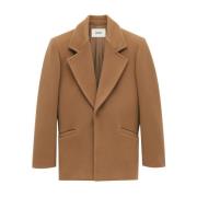 Kameelwol Korte Jas Saint Laurent , Brown , Dames