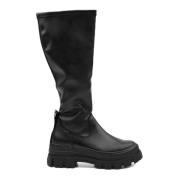 Zwarte Grunge Eco-Leren Chunky Sole Schoenen Buffalo , Black , Dames