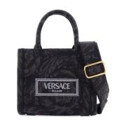 Barocco Mini Tote Tas Versace , Black , Dames