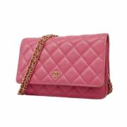 Pre-owned Leather wallets Chanel Vintage , Pink , Dames