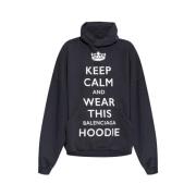 Zwarte Slogan Print Hoodie Balenciaga , Black , Dames