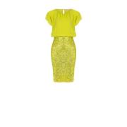 Pailletjurk met georgette top Rinascimento , Yellow , Dames