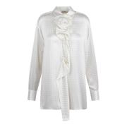 Polkadot blouse met bloemenapplicatie Ermanno Scervino , White , Dames