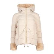 Beige faux-fur trim puffer jack Emme DI Marella , Beige , Dames