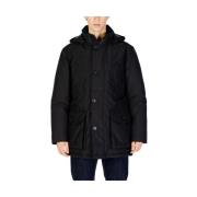 Zwarte Polyester Jas Herfst/Winter Collectie Hugo Boss , Black , Heren