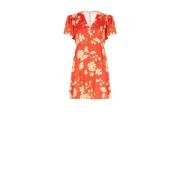 Bloemen V-hals Jurk Lente-Zomer 2024 Rinascimento , Orange , Dames