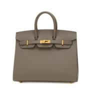 Pre-owned Leather handbags Hermès Vintage , Gray , Dames