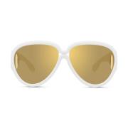 Mode Aviator Zonnebril Ivoor Bruine Spiegel Loewe , Beige , Dames