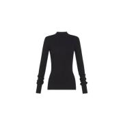 Geribbeld Merinos Turtleneck Sweater Forte Forte , Black , Dames