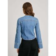 Denim Shirt Flare Mouw Geknoopt Pepe Jeans , Blue , Dames