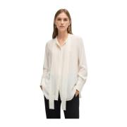 Zijden blouse met strikkraag Hugo Boss , White , Dames