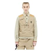 Jas met Ripstop Weefsel en Bevestigde Gilet Moncler , Beige , Heren