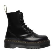 Zwarte Plateau Laarzen met Gele Stiksels Dr. Martens , Black , Dames