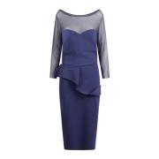 Blauwe Mesh Inzet Midi Jurk Chiara Boni , Blue , Dames