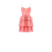 Organza jurk met ruches, mouwloos Rinascimento , Orange , Dames