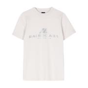 Witte T-shirts en Polos met Logo Print Balenciaga , White , Dames