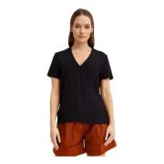 Zwarte V-hals blouse casual stijl Fay , Black , Dames