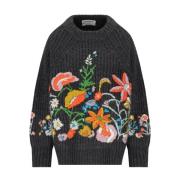 Donkergrijze Bloemrijke Crewneck Jumper Essentiel Antwerp , Multicolor...