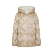 Omkeerbare Nylon Hoodie Jas in Modderkleur Seventy , Beige , Dames