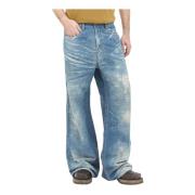 Vintage Distressed Jeans met Devoré Behandeling Diesel , Blue , Heren