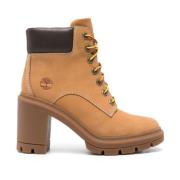 Bruine Suède Chunky Hak Laarzen Timberland , Brown , Dames