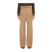 Wollen broek met rechte pijpen Max Mara Studio , Brown , Dames