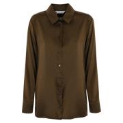 Zijden bruine overhemd lange mouw geknoopt Max Mara , Brown , Dames