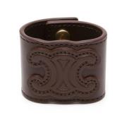 Bruin Leren Haar Manchet Armband Celine , Brown , Dames