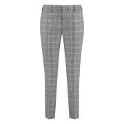 Houndstooth Virgin Wool Tailored Trousers PT Torino , Black , Dames