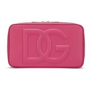 Fuchsia Leren Crossbody Tas Dolce & Gabbana , Pink , Dames